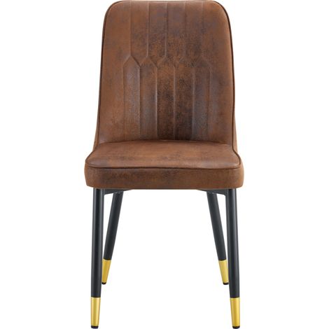 Set di 2 sedie da pranzo moderne marroni in tessuto tecnico con gambe in metallo nero (1/5)
