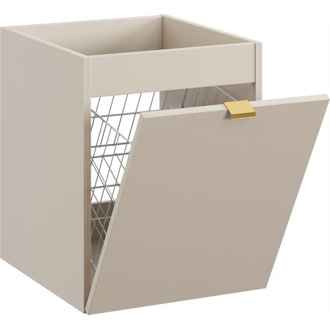 Meuble bas de salle de bain suspendu avec panier à linge DALIA cachemire 40 cm (1/5)