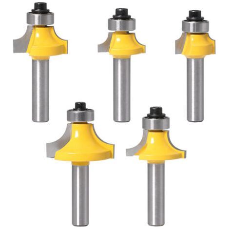 Set di 5 frese per arrotondare il legno in metallo duro, fresa per arrotondare gli angoli, fresa per arrotondare i bordi, fresa per arrotondare i quarti, utensili per la lavorazione del legno (1/5)