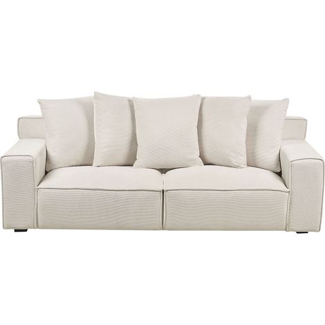 Sofa 3 Seater VISKAN Chenille Off-White (1/5)
