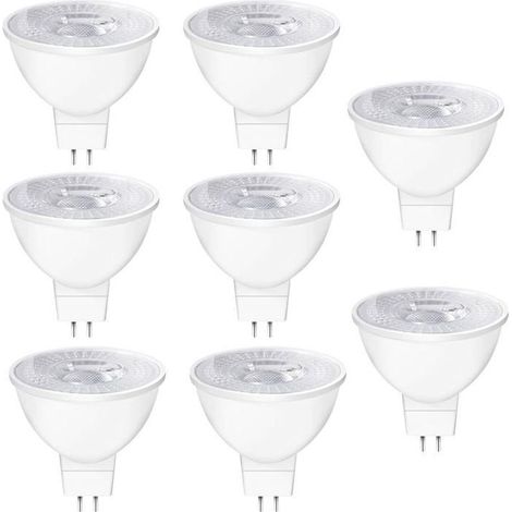 Ampoules LED GU5.3 MR16 12V, 5W Equivalent à 50W Lampe Traditionnelle, Blanc Chaud 2700K, 550LM, 38° Angle, Lot de 8 (1/5)