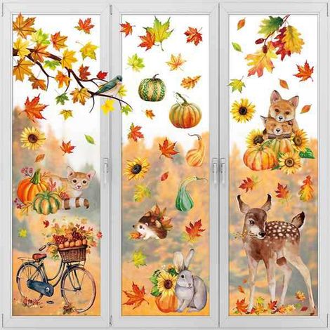 1 lot. Couleur : voir photo. Matière : PVC. Stickers pour fenêtre : motif chat d'automne (Thanksgiving). Stickers pour chambre : motif chat d'automne (dessin animé).
