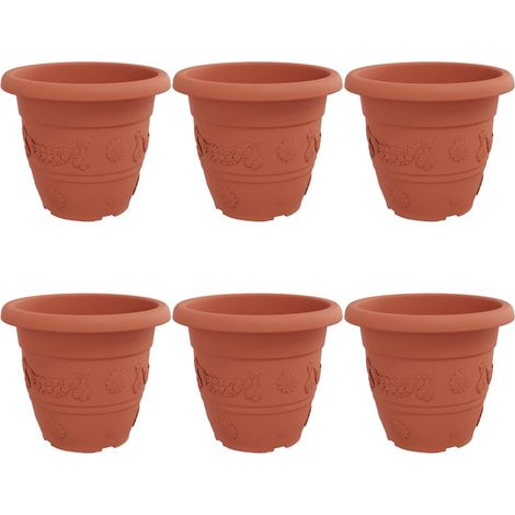 Maison Exclusive - Runder Blumentopf 6 pcs Ziegelrot Ø 39 x 32 cm
