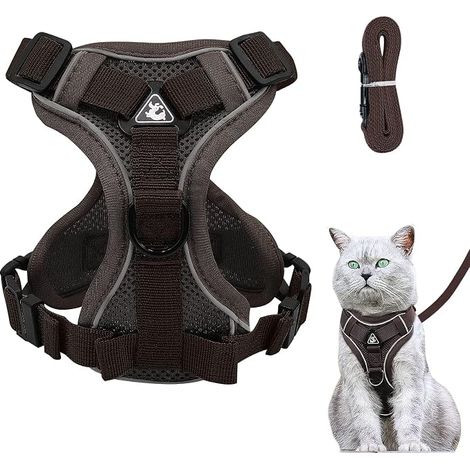 Harnais Réglable pour Chat Avec Laisse - Souple, de Poitrine pour Chiot - Gris L (1/5)