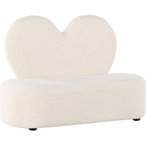 Canapé Enfant en Tissu Bouclé "Cœur" 99cm Blanc (1/5)