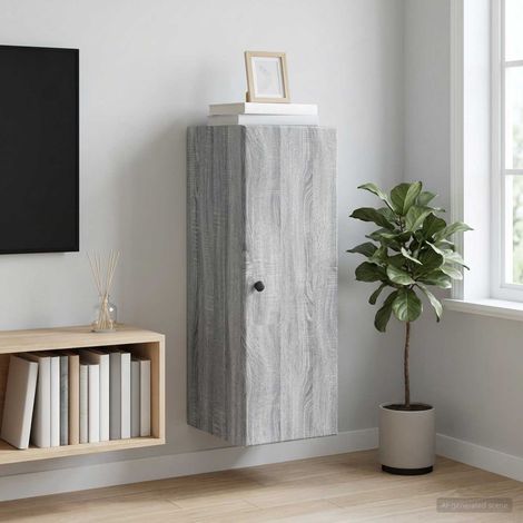 vidaXL Armoire Murale Sonoma gris 33 x 34,5 x 90 cm Bois d'ingénierie (1/5)