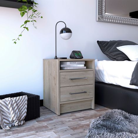 Comodino Eter in Frassino con Due Cassetti, Dimensioni 50,7 cm L x 40 cm L x 37 cm P (1/5)