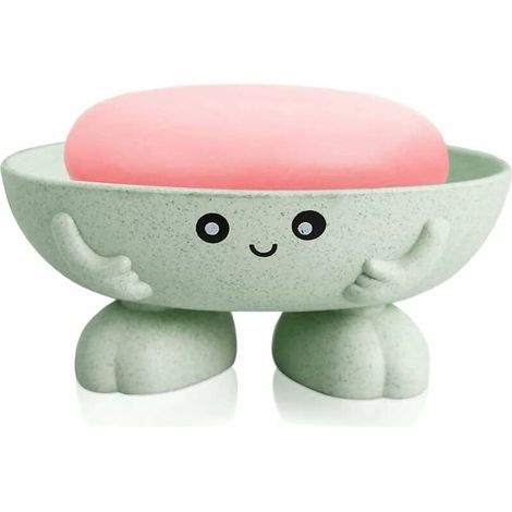 Porte-savon mignon porte-savon pour enfants créative beau bar porte-savon compteur pour douche salle de bain plan de travail cuisine (vert) (1/4)