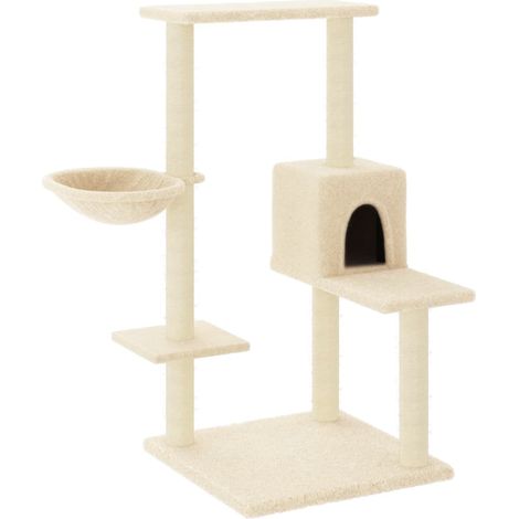 Tiragraffi per gatti Mobili per arrampicata su torre Tiragraffi piattaforma da arrampicata con tiragraffi in sisal 95 cm crema 020022535