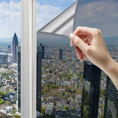 Mirror Window Films, Anti Peeping Insulating Blackout Window Films Self Adhesive Reflective Anti UV Privacy Protection for Windows Home Office Shop (1/4)