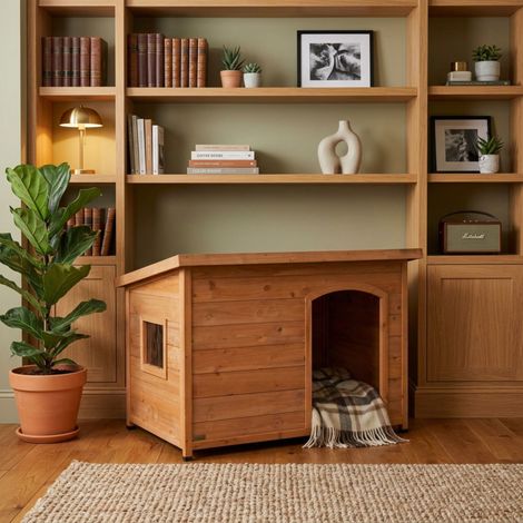 Medium Wooden Indoor Dog House & Pet Den with Window (1/5)