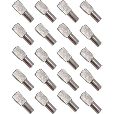 Lot de 20 clous de support d'étagère, goupilles d'étagère, supports d'étagère, supports d'étagère en métal nickelé pour armoires, accessoires de table - Longueur 19 mm (1/5)