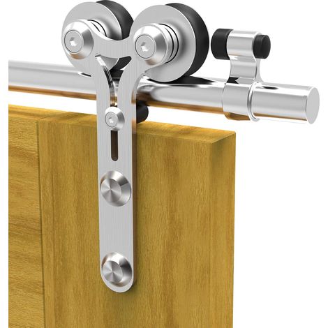 60 Inch Stainless Steel Sliding Door Rail for Individual Wooden Doors, Smooth and Quiet, Y-Shaped Hook (1/5)