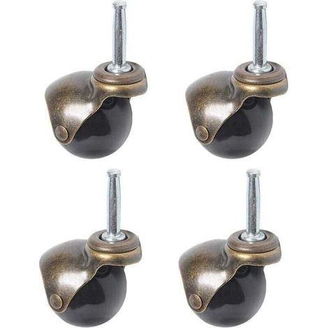 Ruote girevoli, ruote girevoli a sfera con rotazione a 360 gradi, piastra superiore con cappuccio, ruote per mobili, 4 pezzi (ruote girevoli a sfera con stelo con anello di presa, 2" 50 mm)