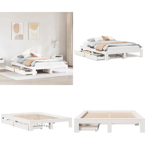 vidaXL Cadre de lit sans matelas blanc 160x200 cm bois de pin massif (1/5)
