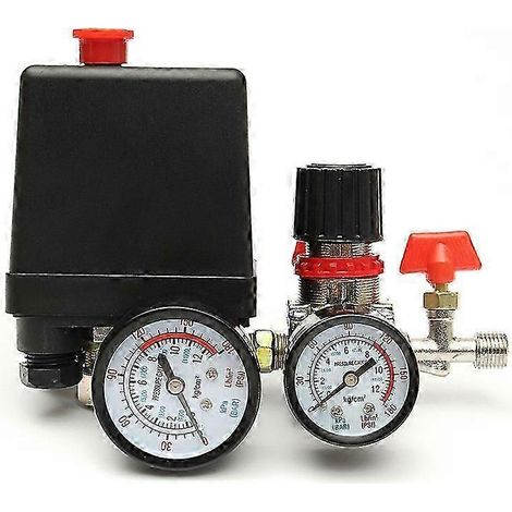 Einzigartiger 120-PSI-Luftkompressor mit Druckregelung, Manometern, Regler, Verteiler, Überdruckventil, Beleuchtung, Schalter und Druckregler. (1/5)