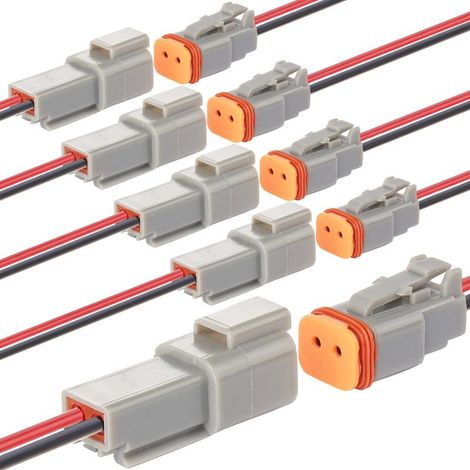 Conector de cable de 2 pines, 20 cm (7,9 pulgadas), 16 AWG, resistente al agua, de desconexión rápida, para automóviles, camiones, motocicletas, barcos y otras aplicaciones de cableado.