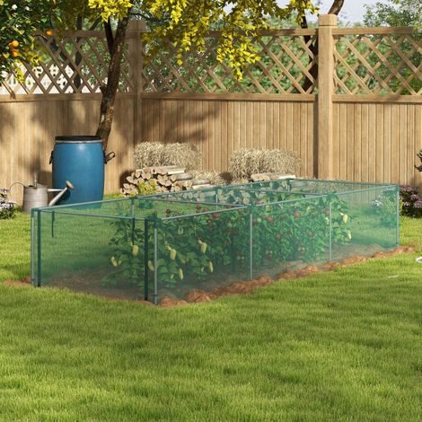 Filet de protection pour plantes 125 x 373 x 62,5 cm, porte zippée, acier galvanisé, vert (1/5)