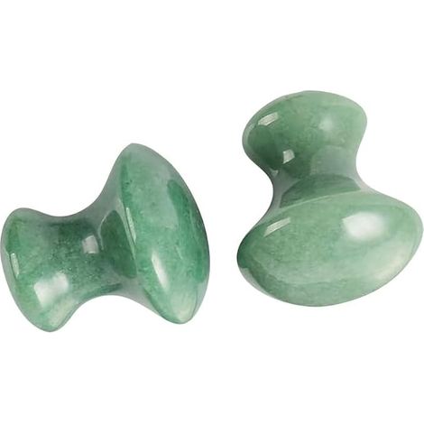 Lot de 2 outils pour le visage Gua Sha vert Assiette de massage Gua Sha Champignon Visage Jade Beauté Spatule de massage pour soins de la peau Spa, Kits et kits de soins du visage, Soin du visage (1/4)