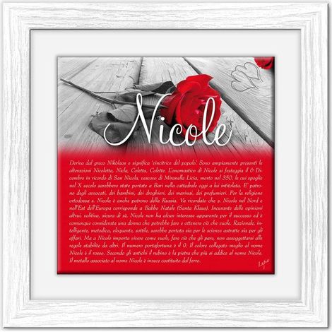 Lupia - Quadro mattonella Ceramica Modern White 29x29 cm con significato del nome Nicole (1/4)