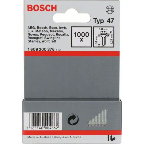 Bosch Accessories 1609200376 Tackernägel Typ 47 Produktabmessung, Länge 16 mm 1000 St.
