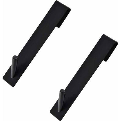 2 Pièces Crochet Douche, Crochet Porte Serviette sans perçage, Crochets de porte pour portes de douche en verre sans cadre, adapter À moins de 18 mm d'épaisseur (noir) (1/5)