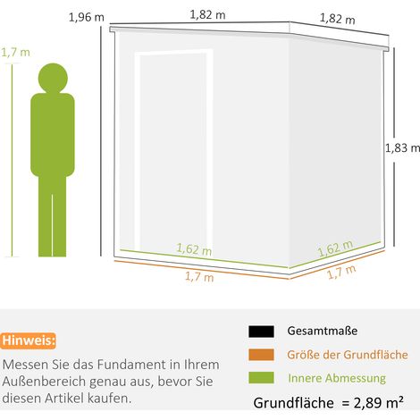 Abri de jardin 2,89 m², abri à outils aspect bois, 3 fenêtres, ventilation, plancher, serrure, gants, 182 x 182 x 196 cm (1/5)