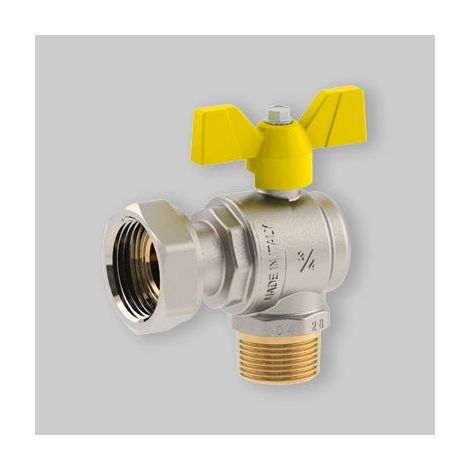 Valvola A Sfera Gas Ad Angolo M/F Con Dado Girevole E Farfalla Alluminio Fiv 1" X 1"1/4 (1/3)
