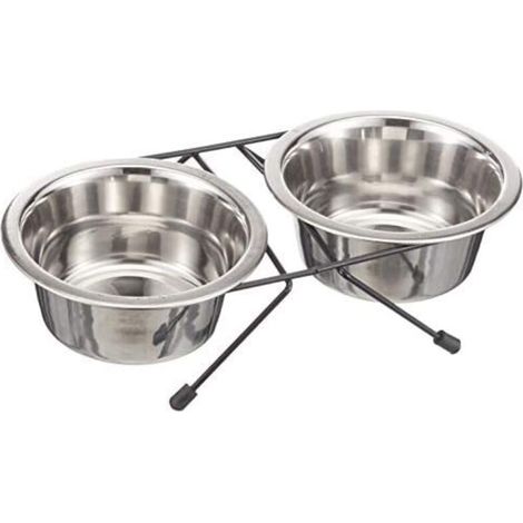 - Schüsselständer aus Edelstahl für 2 Schüsseln, 0,45 l Fassungsvermögen, 12 cm Durchmesser, 4011905248318 (1/2)
