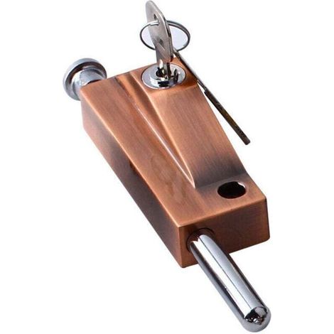 Verrou de porte multifonction pour porte de garage - Verrou de porte universel - Avec 1 clés - Pour usage intérieur et extérieur - Bronze rouge，une pièce， (1/5)