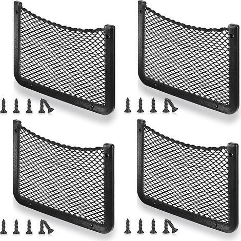 Filet Rangement pour Voiture 4 PCS, Organisateurs Rangement Coffre 36 18CM, Multifonctionnel Sac Pocket Organizer de Voiture pour Ustensiles, Camping-Cars, Bateaux, Maison (avec Vis) (1/4)