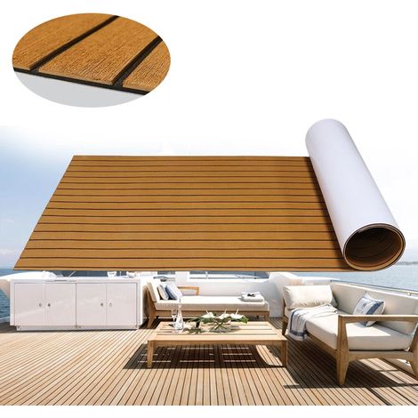 270 x 90cm mousse teck EVA tapis de sol bateau autocollant tapis de pont marron (1/5)