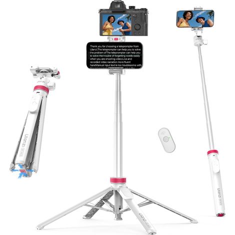 MT-44 B 150 cm Automatik-Smartphone-Stativ, Vierbeinstativ mit Dual-Kamera-Aufbau, 360°-Kugelkopf, 6,35-mm-Gewinde-Blitzschuh, Selfie-Stick (1/5)