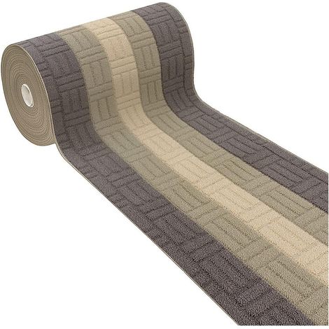 Tappeto Passatoia Antiscivolo Al Metro Su Misura Tessitura 3D Bordato - Beige