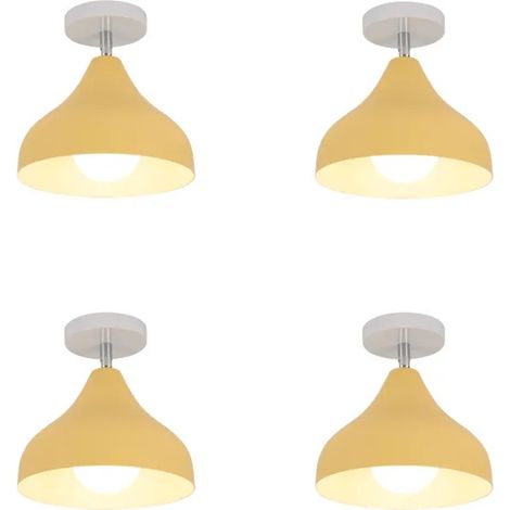 4x Plafonnier Moderne Indutsriel,E27 Lampe de Plafond Intérieur Vintage Abat-jour en Métal 20cm Luminaire Retro pour Couloir (1/5)
