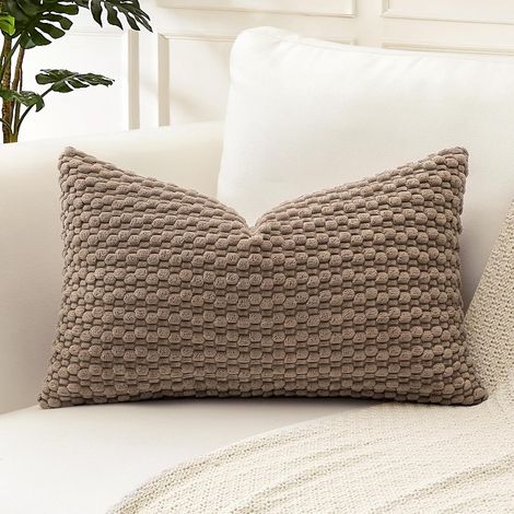 Lot de 2 Housses de Coussin, Velours Côtelé, Fermeture Invisible, Décor Géométrique, Pour Salon Chambre (1/5)