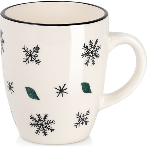 Keramik-Schneeflockenbecher, Weihnachten, für Kaffee, Tee, Winter, 350 ml