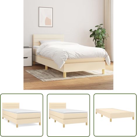 The Living Store Boxspringbett mit Matratze Creme 80x200 cm Stoff - Boxspringbett - Doppelbett - Cremefarbenes Bett - Bettenausstattung - Schlafsystem (1/5)