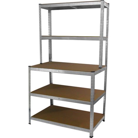 Edelstahl Werkbank mit Stahlregal – robuster Arbeitstisch 900kg (1/5)