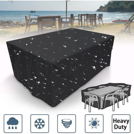 Gartenmöbelabdeckung, rechteckige Schutzplane für Loungemöbel, wasserdicht, staubdicht, UV-beständig, 270 x 180 x 89 cm (1/4)