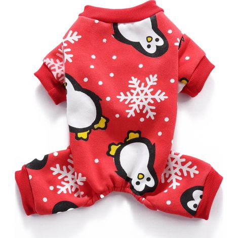 Vêtements pour chiens de compagnie, vêtements de noël, vêtements créatifs d'halloween pour animaux de compagnie（flocon de neige de pingouin rouge XL） (1/5)