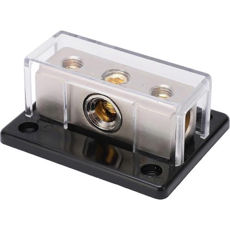 Bloc de distribution électrique 2 voies, entrée 0GA, sortie 4GA, bloc de connexion universel pour autoradio et système audio voiture. (1/4)