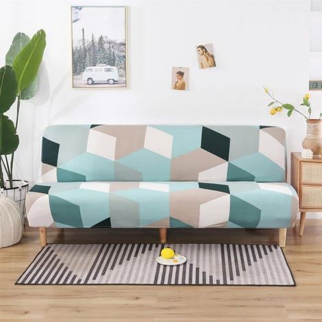 Housse universelle extensible sans accoudoir pour clic clac 3 places, jacquard imperméable antidérapant,. (1/5)