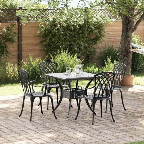Gartentisch Set 5 pcs Schwarz Gussaluminium (1/5)