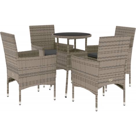 Maison Exclusive - Set comedor jardín 5 pzas y cojines ratán sint