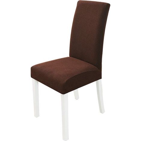 Housses de chaises Extensibles Housse Chaise Salle à Manger Elastique Protege chaises Salle a Manger Antidérapante (Marron foncé,4pcs) (1/5)
