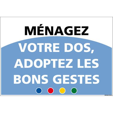 SIGNALETIQUE DE MOTIVATION - MENAGEZ VOTRE DOS (D1009) - Adhésif - 300 x 210 mm