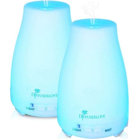 QAZQA Diffuseurs d'Huiles Essentielles Electrique 2PCS 200Ml Humidificateurs à Diffuseur d'Aromathérapie avec 7 Lumières De Couleur Et Arrêt Automatique sans Eau pour Domicile (1/5)