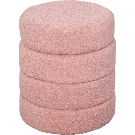 Tabourets ronds, rose, jusqu’à 120 kg, Φ40x45 cm, rondes, toison, peluche (1/5)