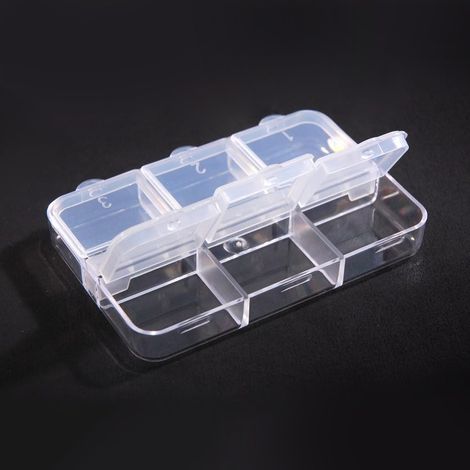 Lot de 4 mini boîtes de rangement avec 6 compartiments, petites boîtes de rangement amovibles, pour ranger vis, perles, boucles d'oreilles, petites pièces, 7,5 x 5 x 1,1 cm (1/5)